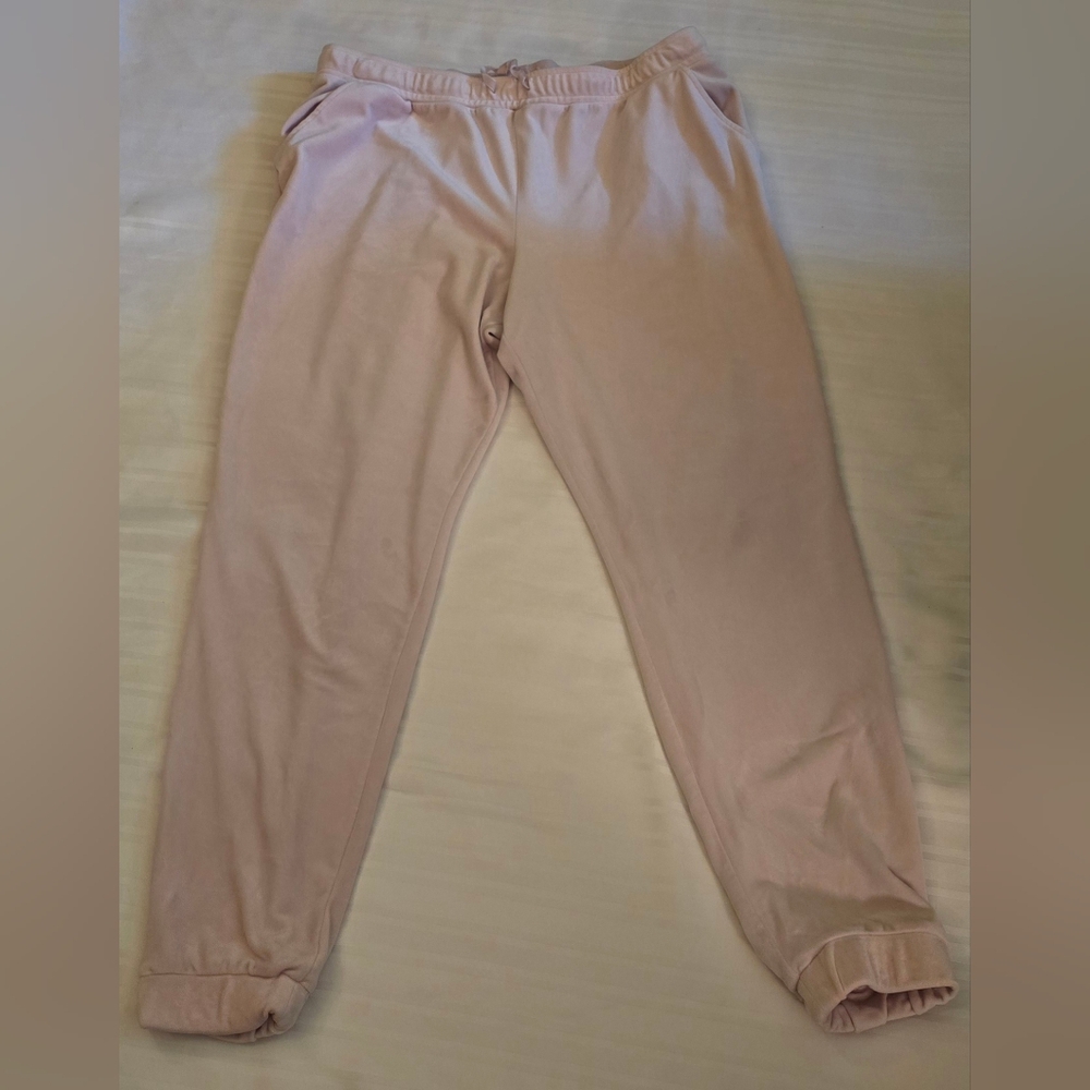dip Women's sz XL Pink Velour Sweatpants Barbie Poyester Blend Cuffed 31" inseam